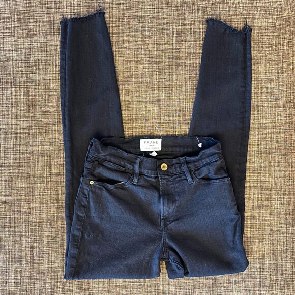 FRAME Denim Skinny Jeans, Size 26, Raw Hem, Dark Blue - Picture 1 of 8